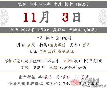 2022年农历十月初十黄历宜忌一览表，日子好不好？